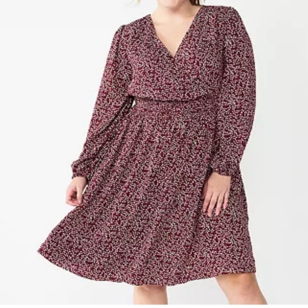 DRAPER JAMES RSVP Long Sleeve Cinched Waist Dress with Pockets